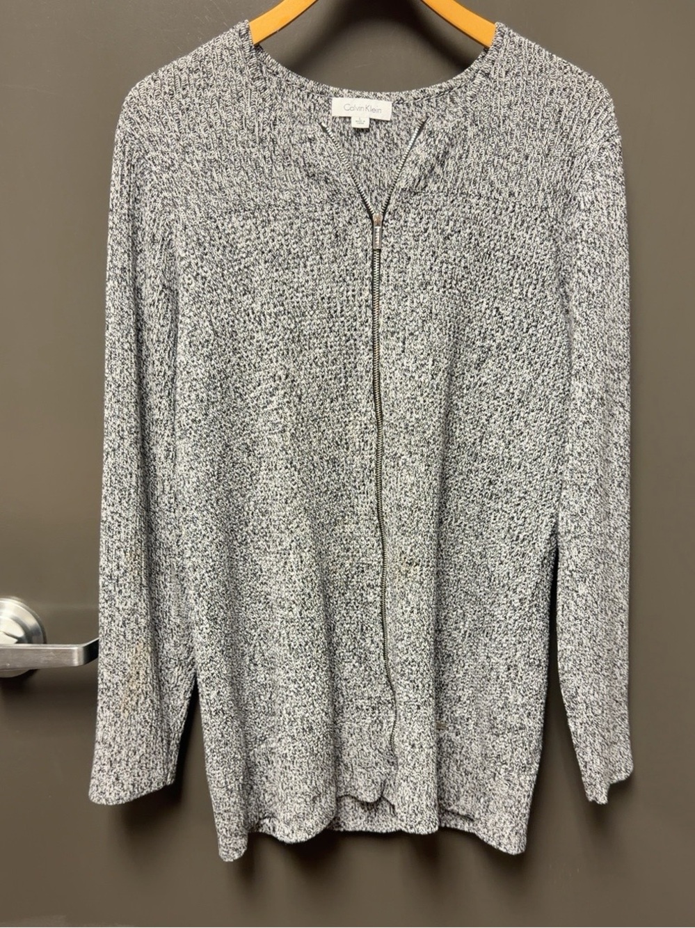 Calvin Klein Women's Heather Gray Zip Cardigan